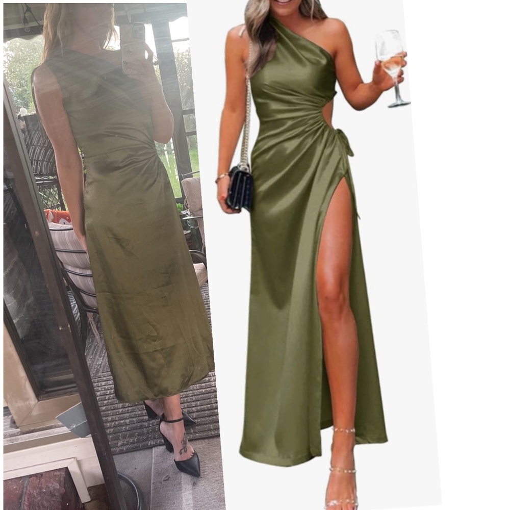 Women’s silky green dress medium